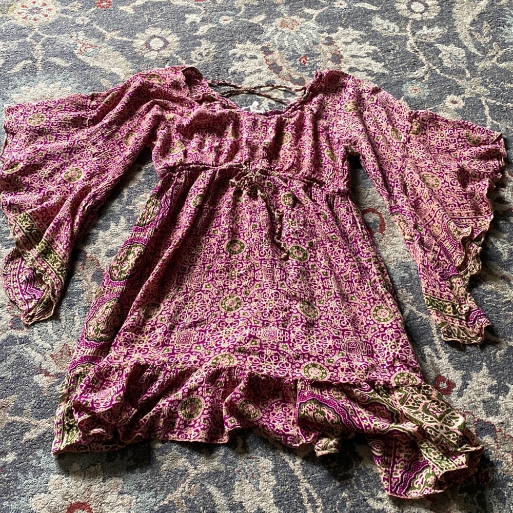 Medium tunic ruffles boho style with elastic waist
